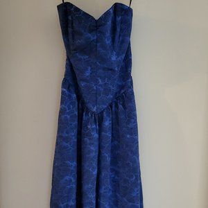 Vintage Strapless Sweetheart Neckline Blue Dress Rushed Gorgeous! Date, Tango,..
